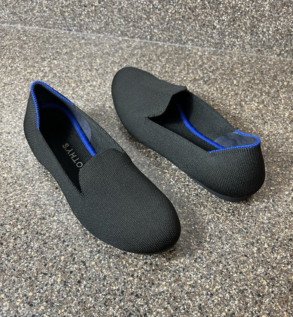 Rothy's The Loafer Slip On Black Knit Shoes Womens Size 6.5 Comfort Casual Flats
